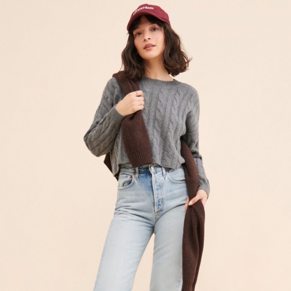Madewell Emilia Cable Cashmere Pullover – Size Medium